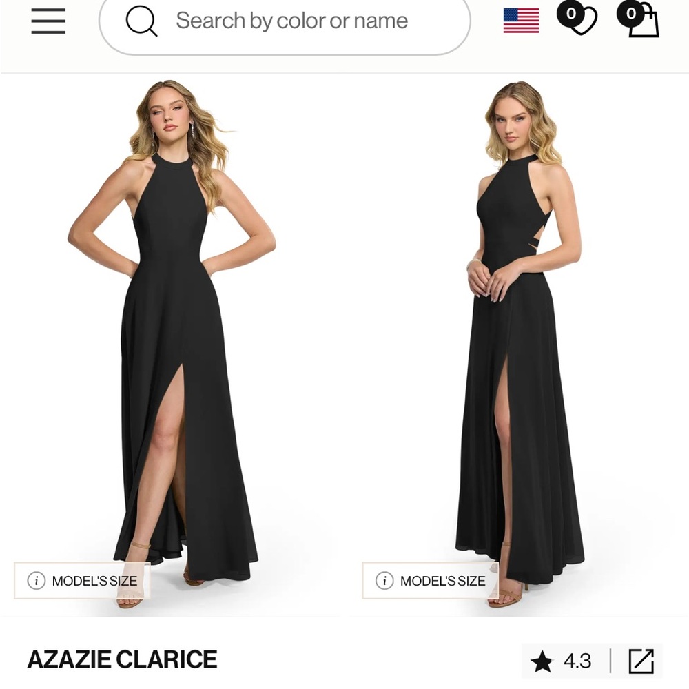Azazie Black Halter Gown with Slit for Weddings
